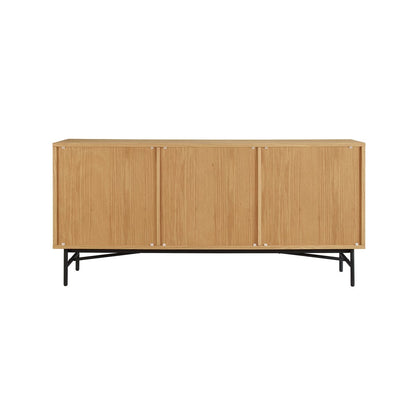 Dressoir 160 cm eikenhoutfineer zwart metaal