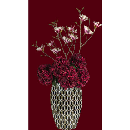 Vaas 33x22 cm porselein zwart goud roze
