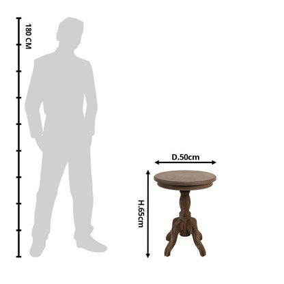 Bijzettafel rond 50x65 cm hout bruin