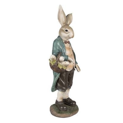 Konijn beeld 38 cm bruin groen polyresin