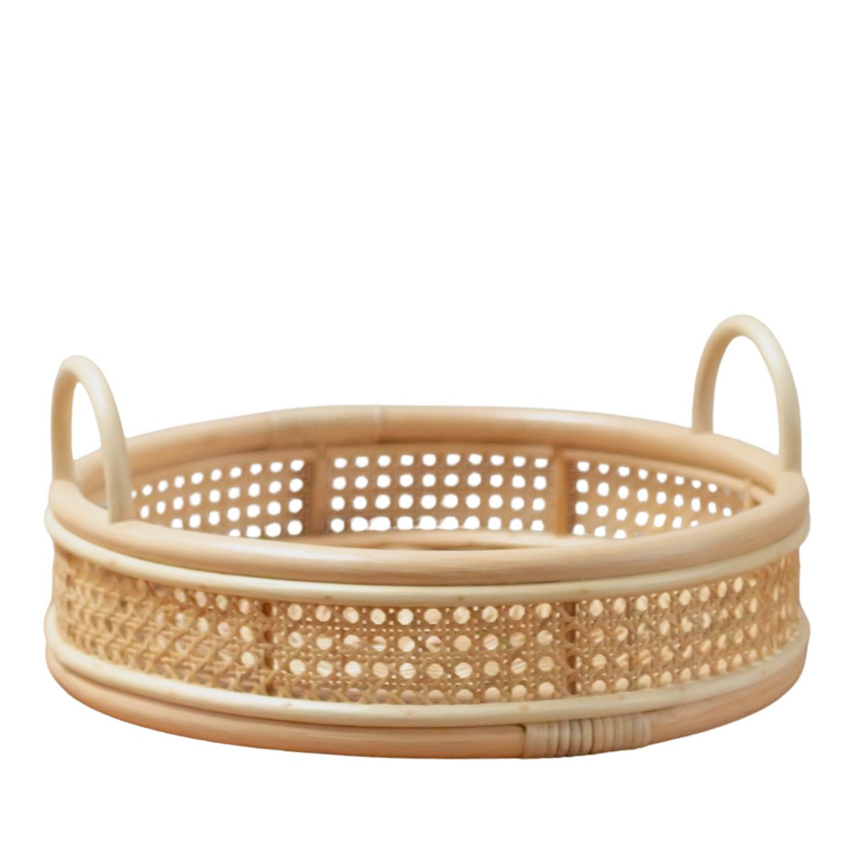 Rotan dienblad rond 40 cm beige