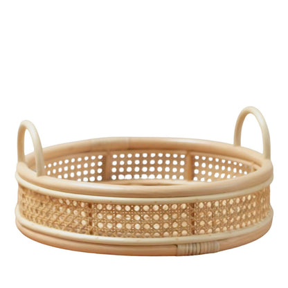 Rotan dienblad rond 40 cm beige