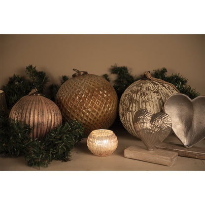Kerstbal Ø 20 cm beige glas