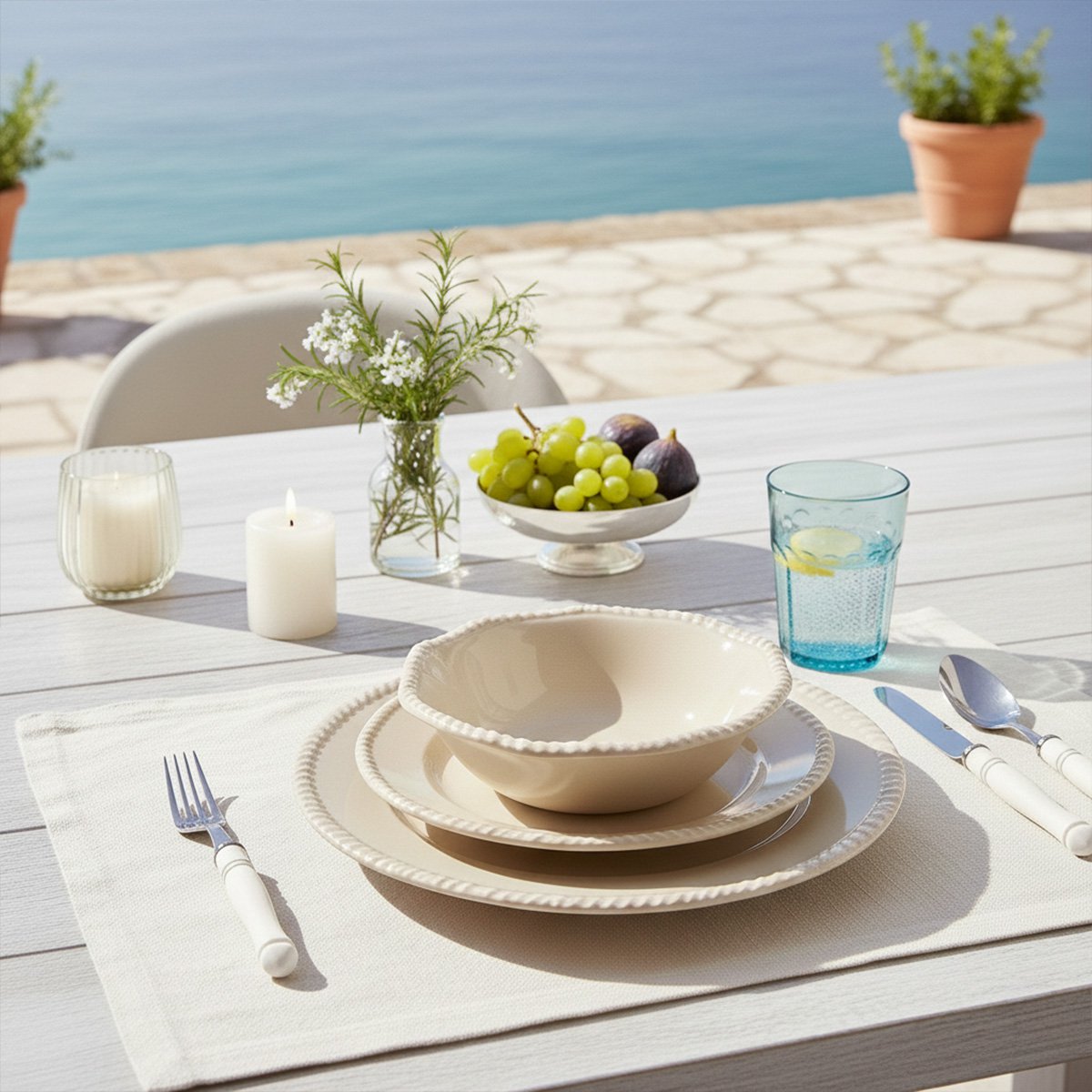Soepbord crème melamine 20x20x5,5 cm
