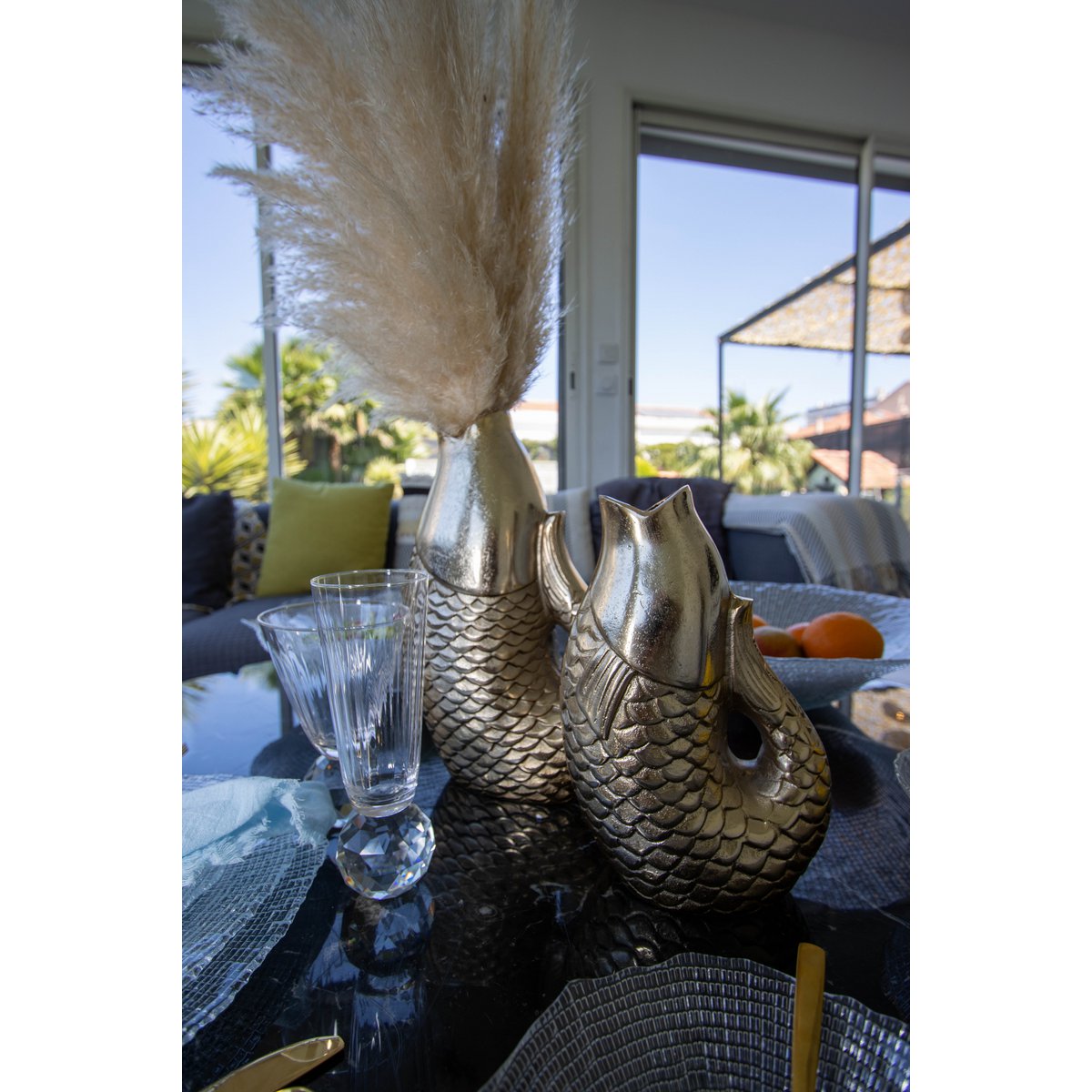 Vaas aluminium goud 20x12.5x32.5 cm