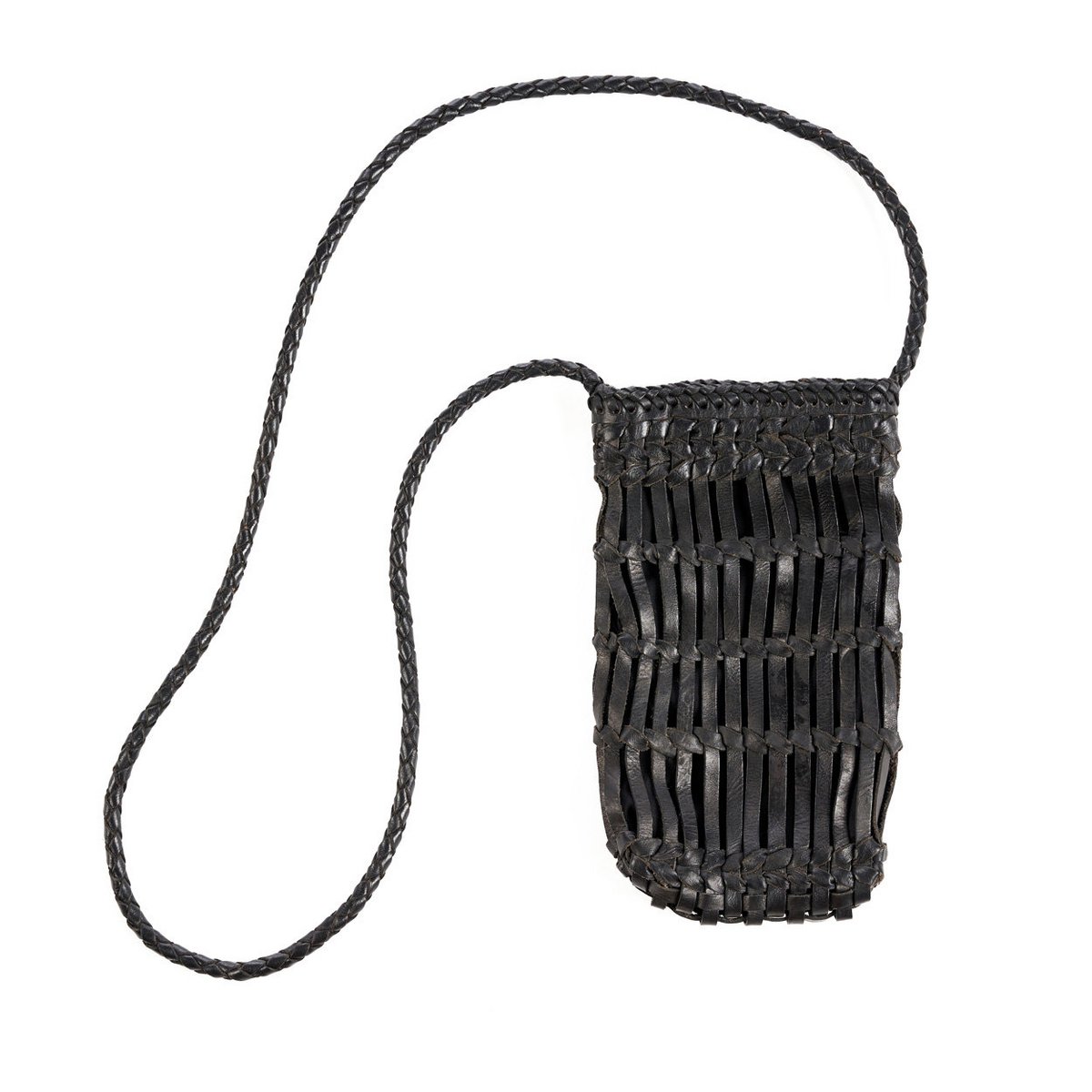 Telefoontas zwart leer compact