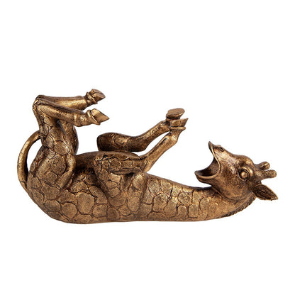 Flessenhouder Giraf 33x13x16 cm Goudkleurig Kunststof