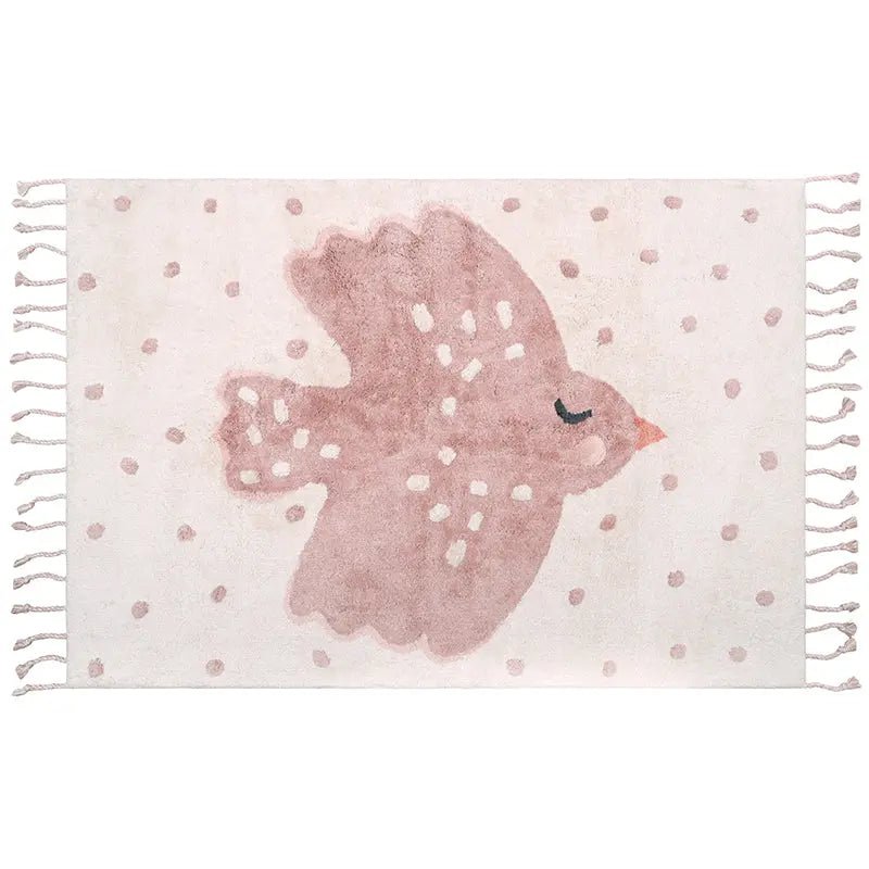 Vloerkleed kinderkamer 100x150 cm katoen vogelpatroon