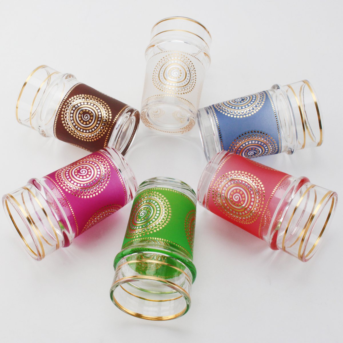 Golden Tea Cups Arabesque 6 colours - lot of 6