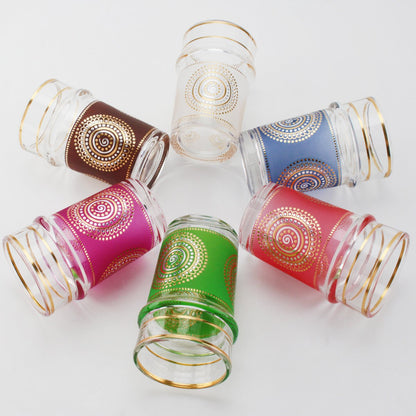 Golden Tea Cups Arabesque 6 colours - lot of 6