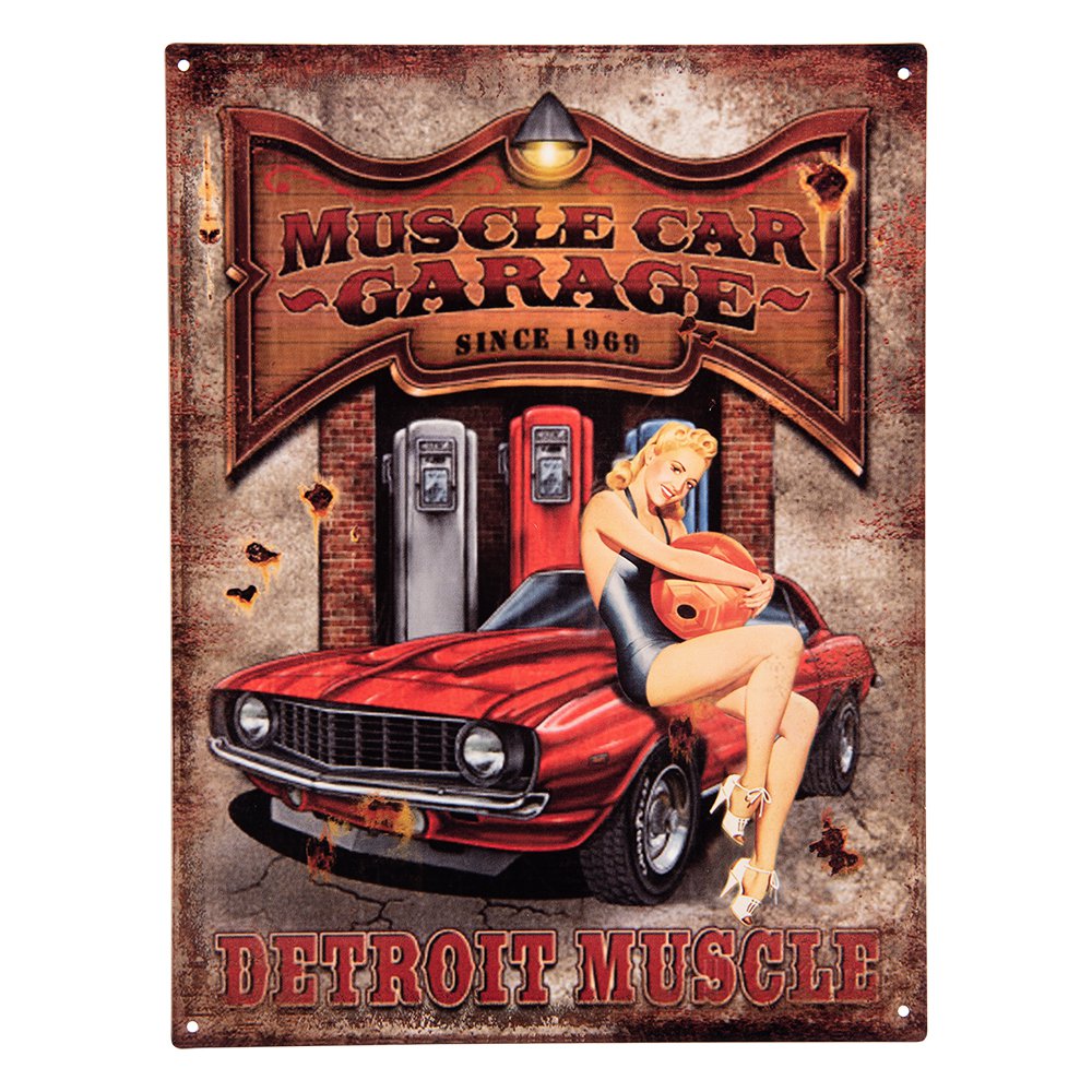 Metal Wall Sign 25x33 cm Brown Red