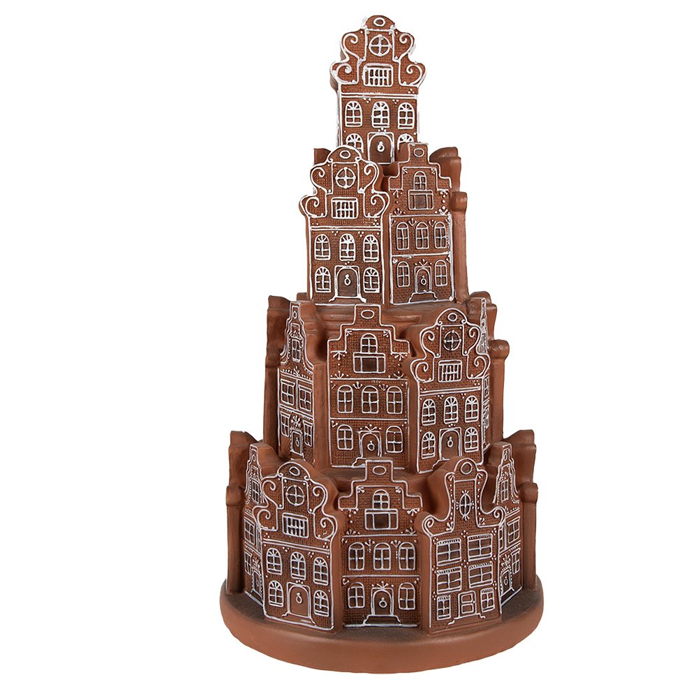 Gingerbread house with LED Ø 18x33 cm Brown Polyresin Christmas decoration