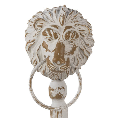 Decoratie beelden set van 2 leeuw hout wit zwart