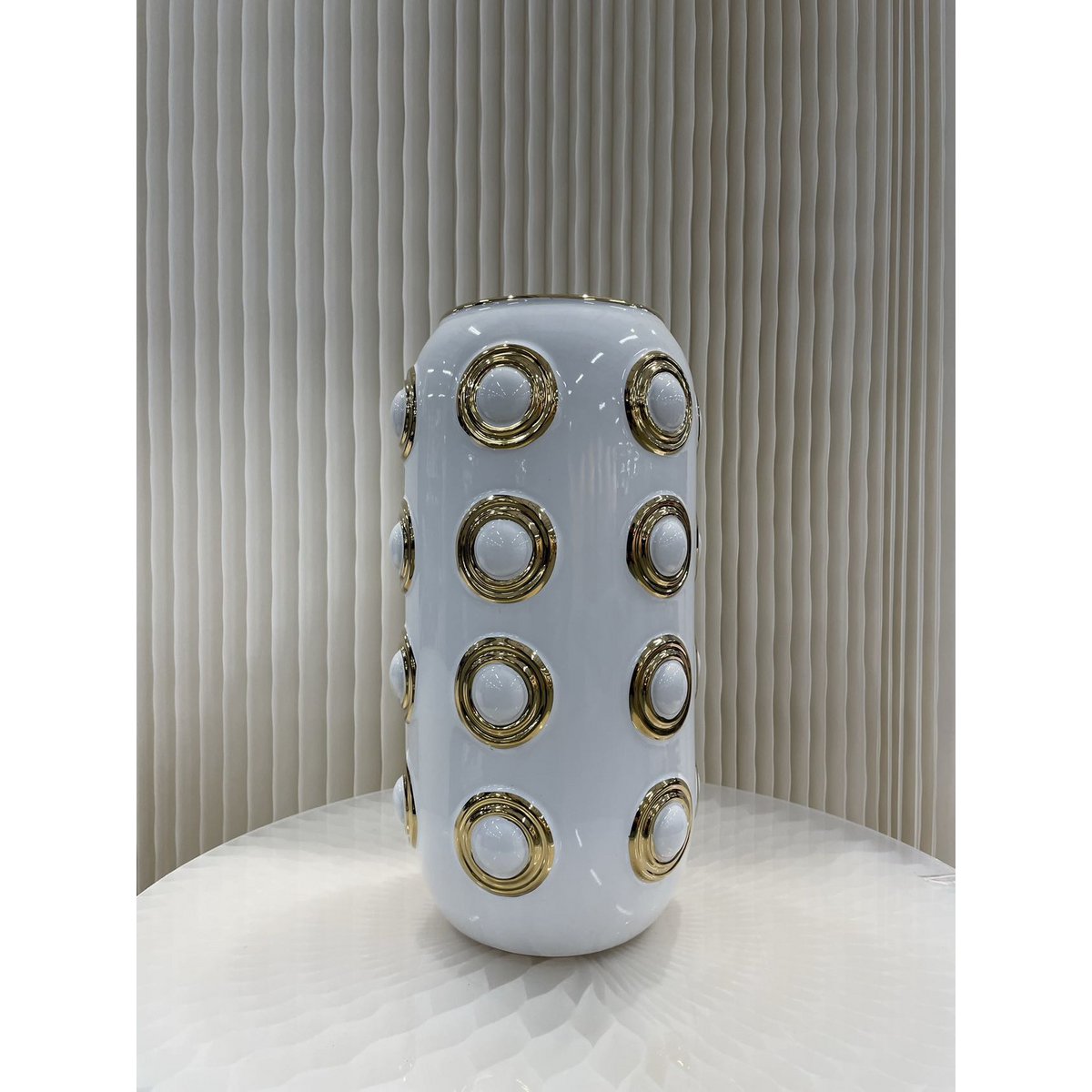 Vaas 37 cm goud wit zilver keramiek