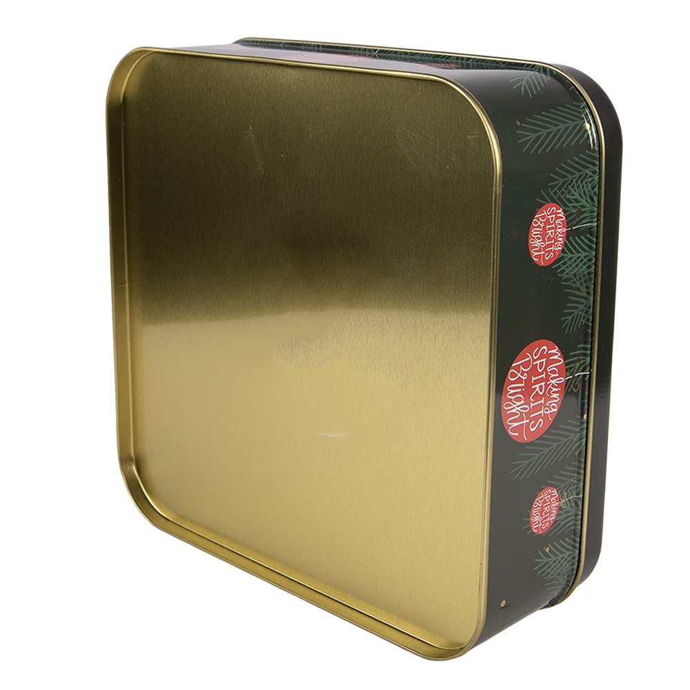 Storage Tin 17x17x6 cm Green Metal