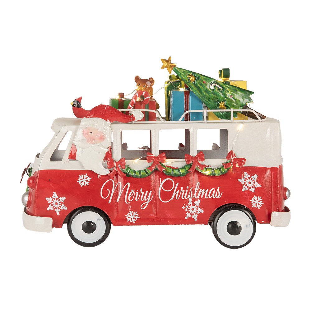 Kerstdecoratie met LED-verlichting Bus 31x15x21 cm Rood Metaal