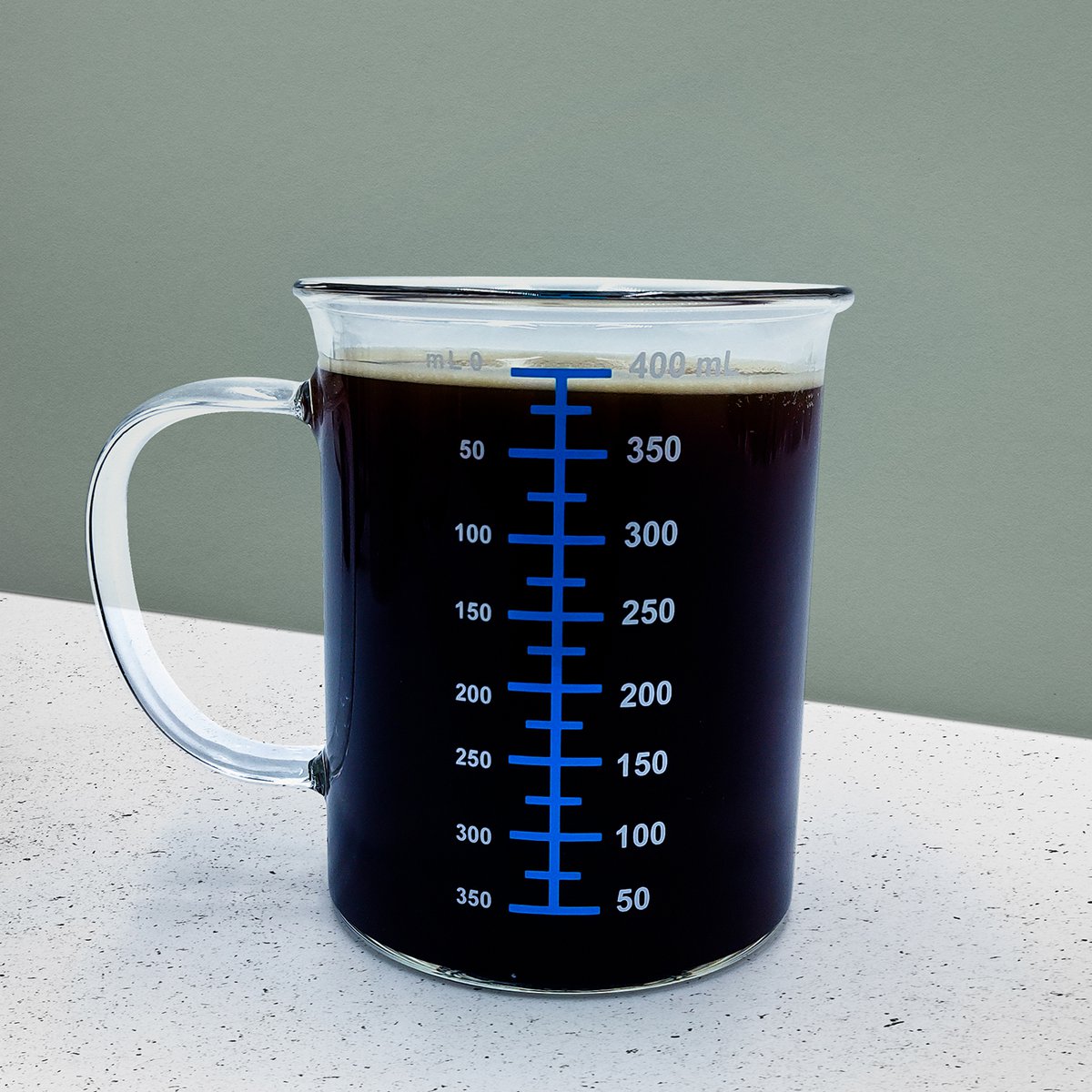 Chemiemok 400 ml glas zwart wit