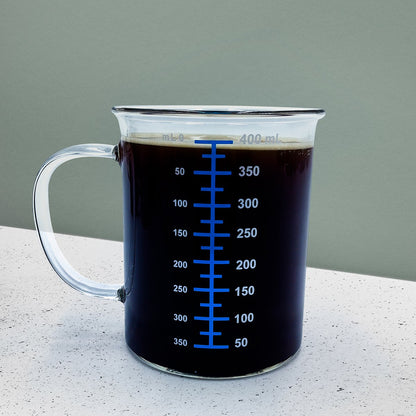 Chemiemok 400 ml glas zwart wit