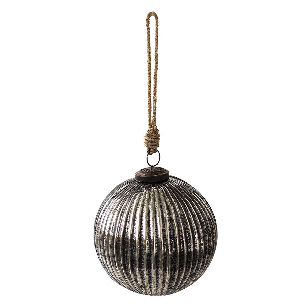 Christmas Bauble Ø 12 cm Black Silver-coloured Glass Christmas Decoration