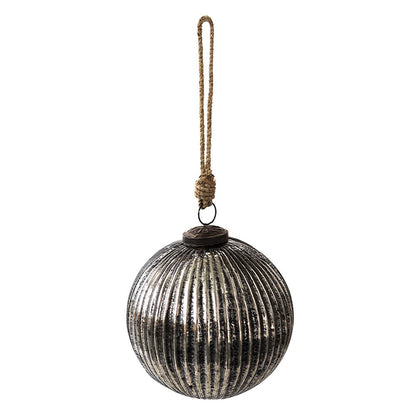 Christmas Bauble Ø 12 cm Black Silver-coloured Glass Christmas Decoration