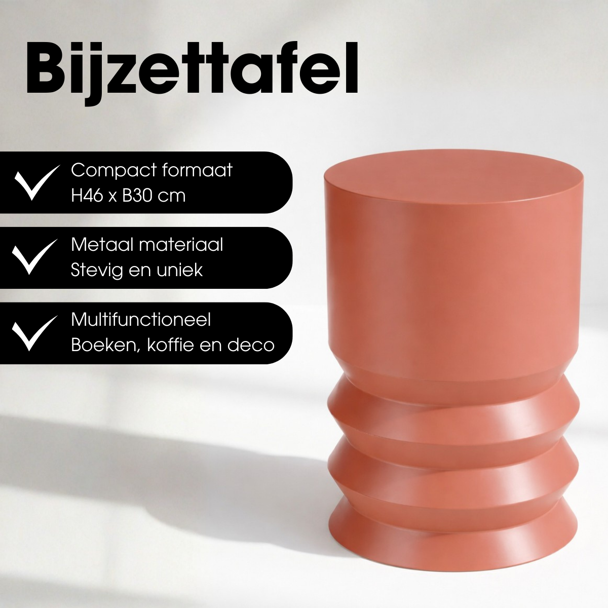 Bijzettafel 46x30 cm ijzer oranje