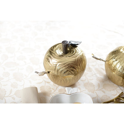 Suikerpot appelvorm goud metaal 13x17x15 cm