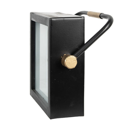 Tafelklok 19 cm zwart wit ijzer