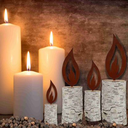 Decoratie vlam edelroest metaal