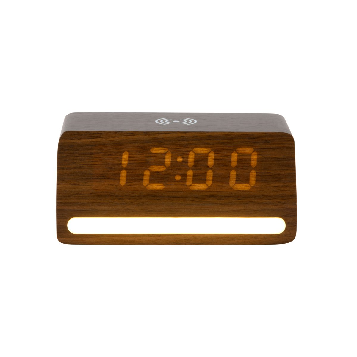 Wekker hout retro met LED 17x8 cm