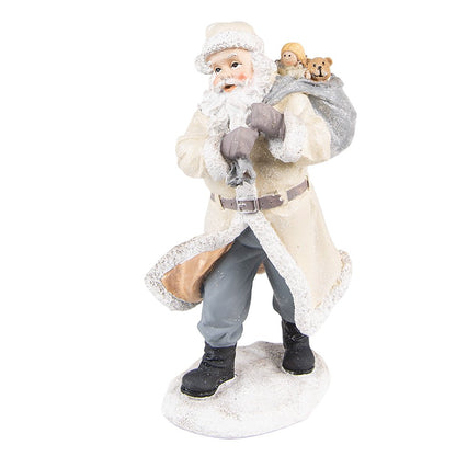 Kerstman beeld 21 cm beige grijs kunststof