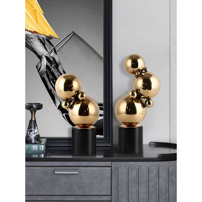 Tafeldecoratie marmer messing 2 stuks zwart goud