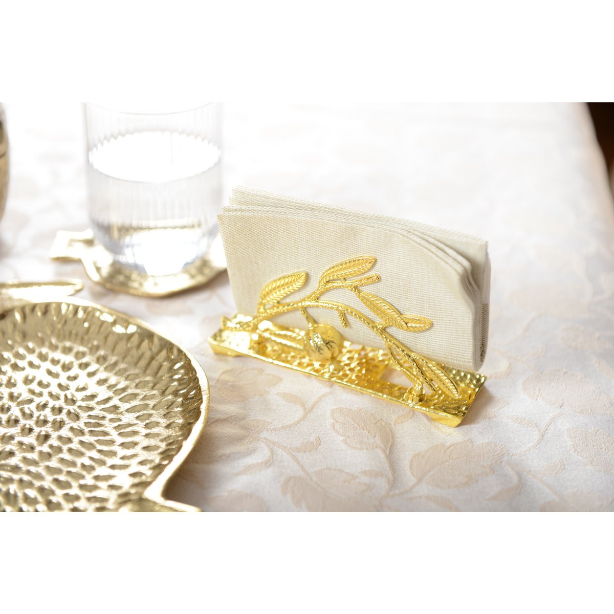 Decoratief glas granaatappel 10x10x1 cm goud
