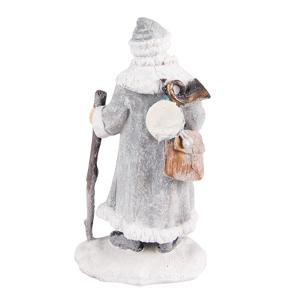 Santa Claus Figurine 21 cm Grey Blue Plastic Christmas Decoration