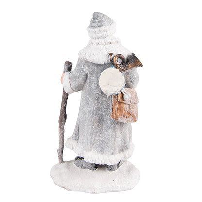 Santa Claus Figurine 21 cm Grey Blue Plastic Christmas Decoration