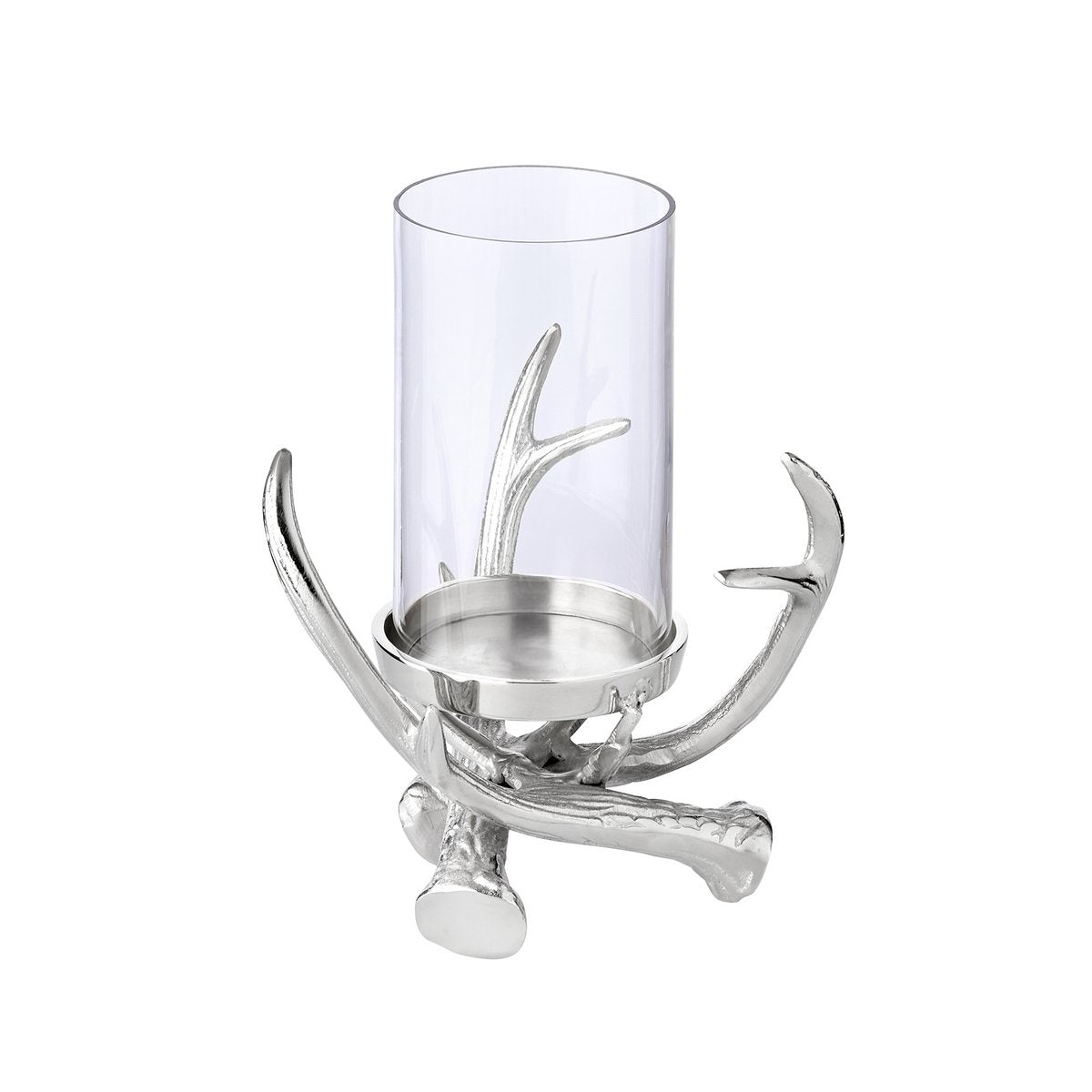 Kandelaar 25 cm aluminium vernikkeld glas