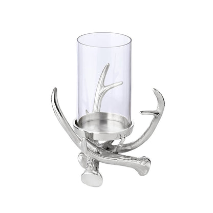 Kandelaar 25 cm aluminium vernikkeld glas