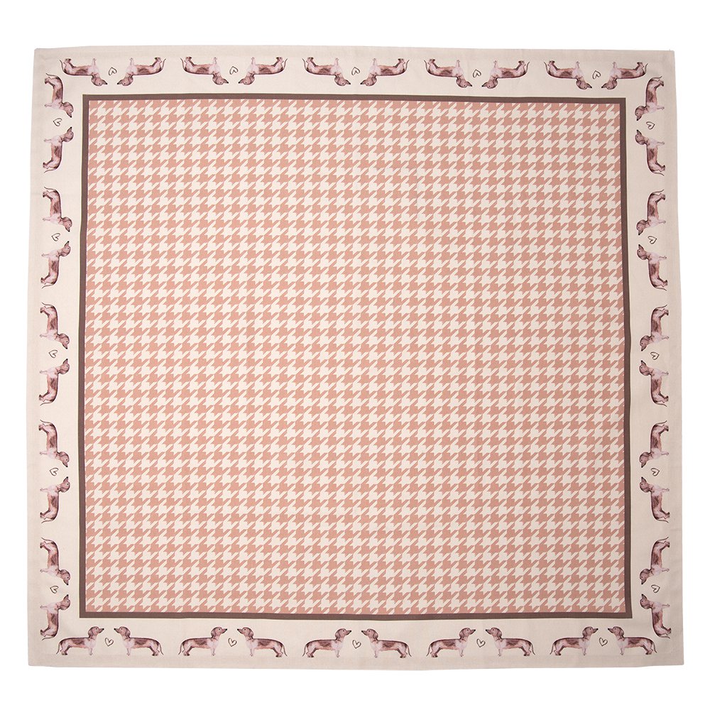 Tafelkleed 150x150 cm katoen bruin teckel