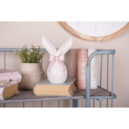Decoration Figurine Rabbit 12x8x18 cm White Pink Plastic