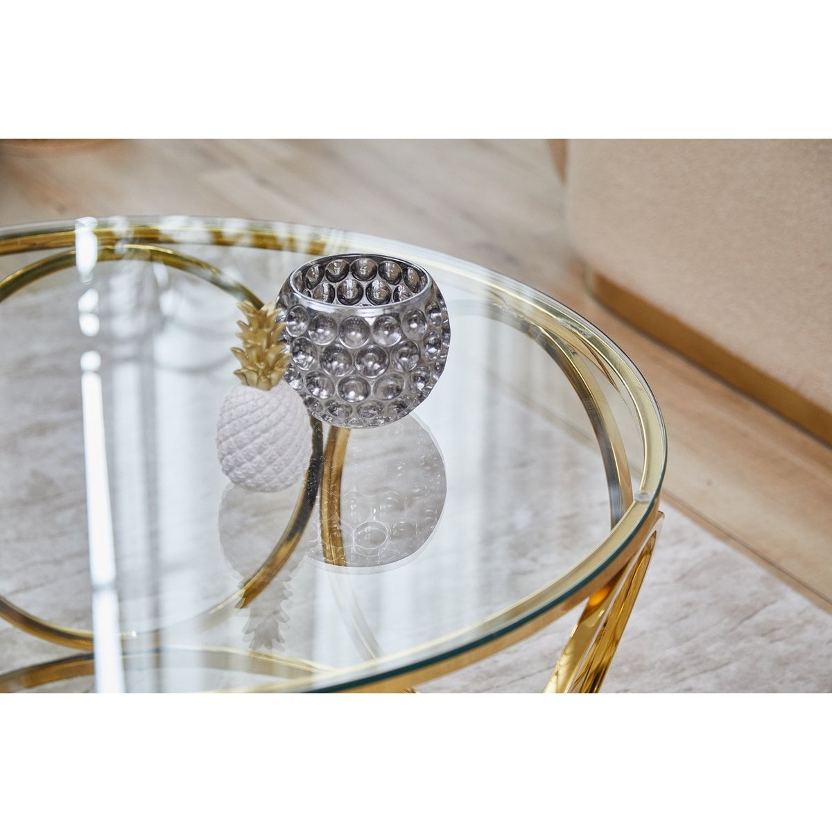 Salontafel Ø 80x40 cm goud glas