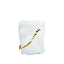 Vaas glas wit goud handvat 20x12x24 cm