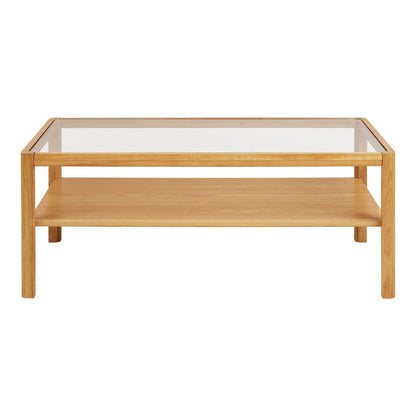 Salontafel eikenfineer glas naturel 110x60x45 cm
