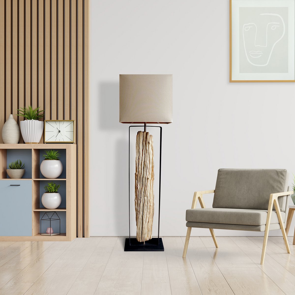 Vloerlamp drijfhout 165 cm