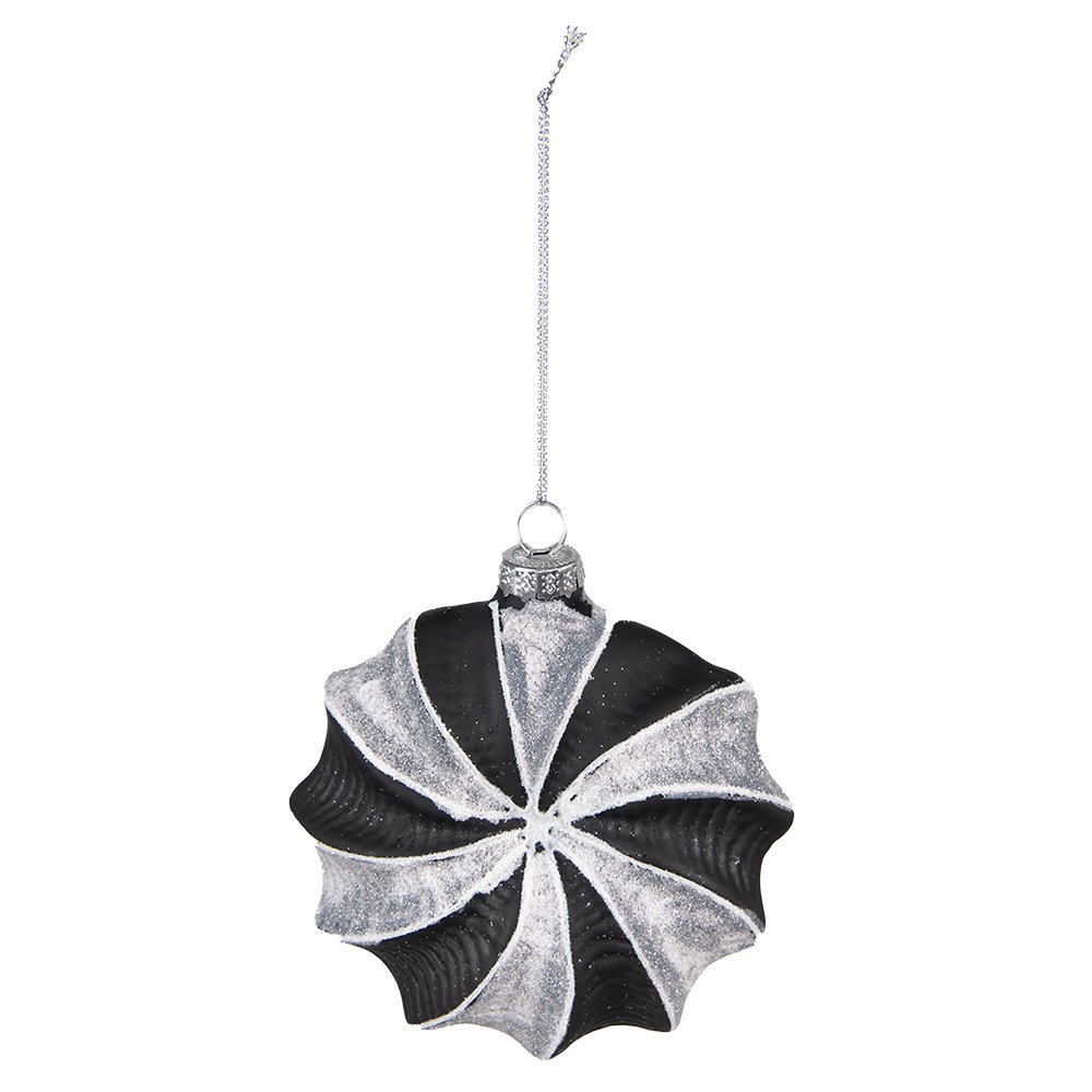 Kerstbal 10 cm glas zwart zilver set van 4