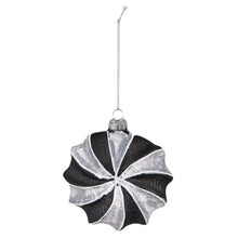 Kerstbal 10 cm glas zwart zilver set van 4
