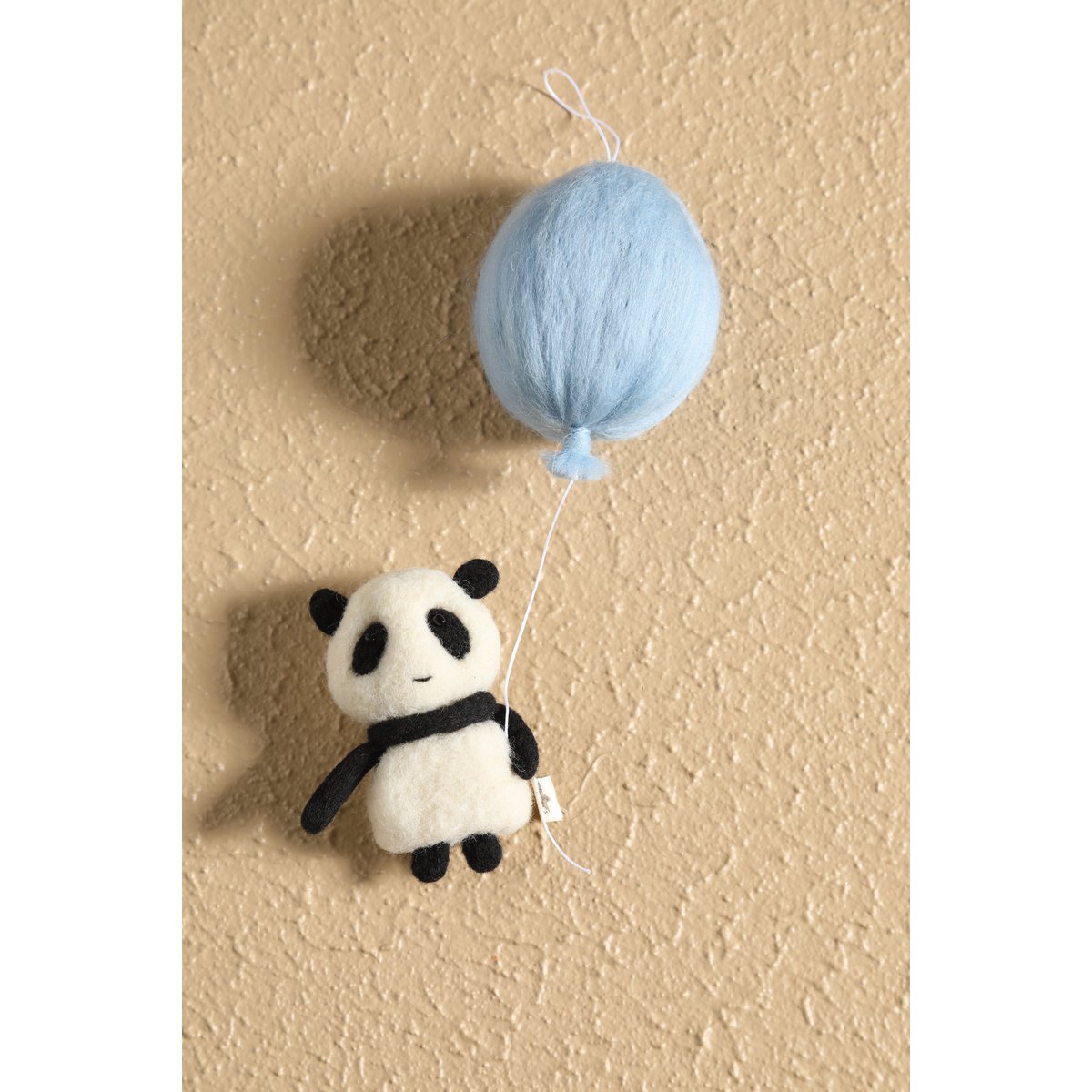 Wanddecoratie panda 7x25 cm wollfilz