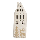 Decoratiehuis keramiek beige LED 9x7x24 cm