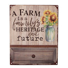 Wandbord 20x25 cm ijzer bruin bloemen