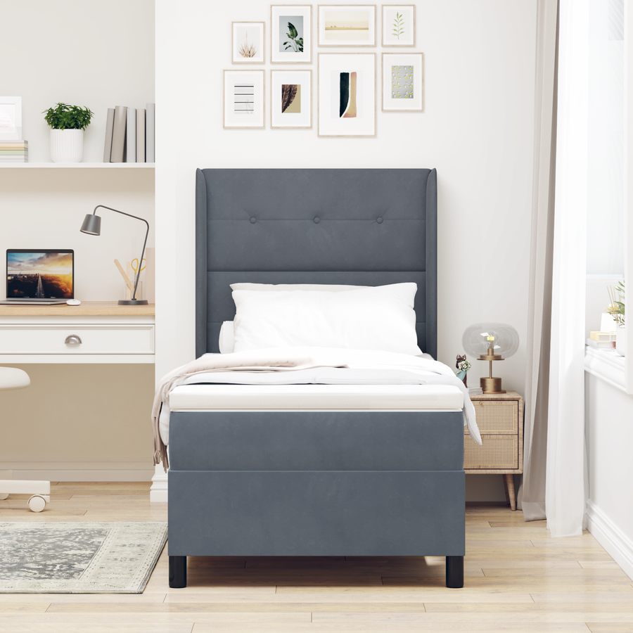 Boxspringbed met matras en LED fluweel donkergrijs 80x200 cm