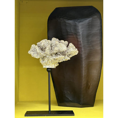 Koraaldecoratie met metalen standaard 23 cm champagne