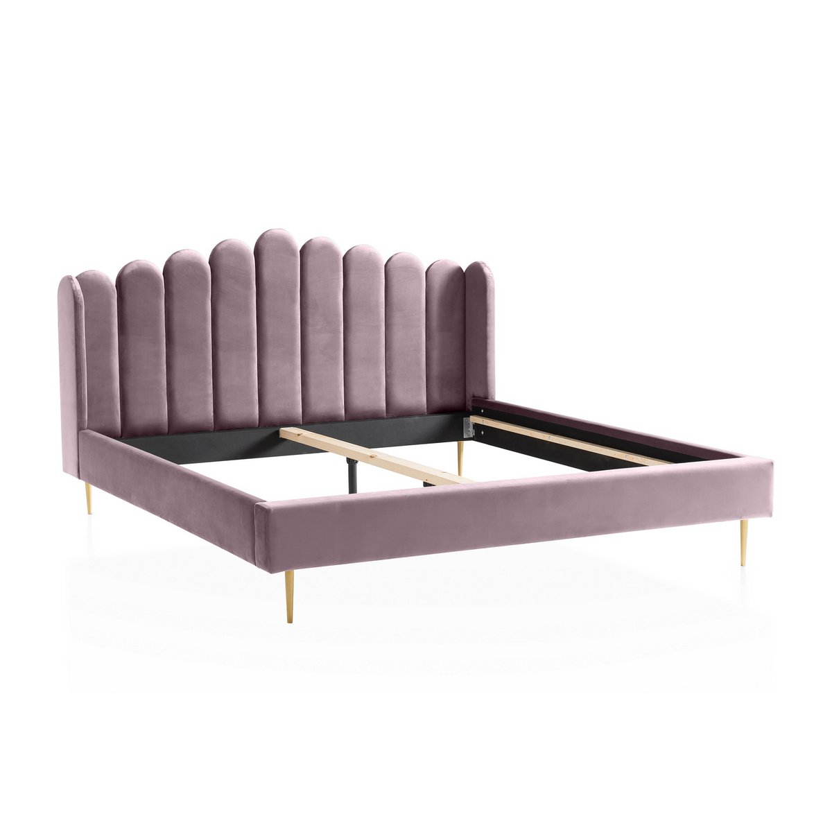 Schelpenbed 140x200 cm paars goud metaal